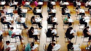 Students taking exams