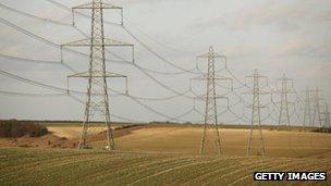 Electricity pylons in Cambridgeshire