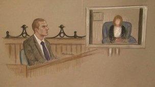 Artist impression of Jeremy Forrest at Lewes Crown Court