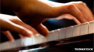 Fingers playing piano