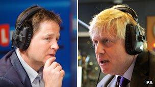 Nick Clegg and Boris Johnson composite