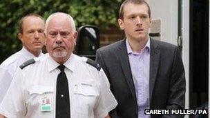 Jeremy Forrest arriving at Lewes Crown Court