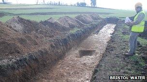 A trench dug for archaeological investigations