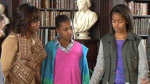 Michelle Obama and daughters