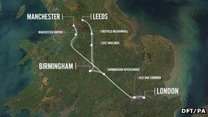 Handout image of the HS2 route