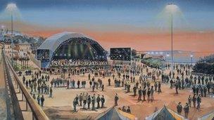 An artist's impression of the Bournemouth waterfront events space