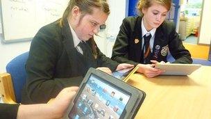 Students using their iPads