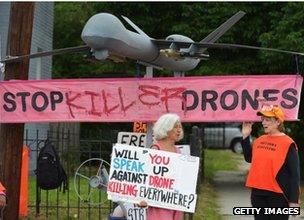 Protest in Washington against the use of drones