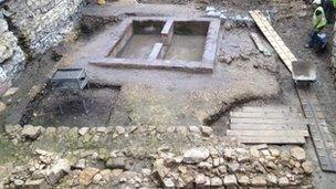 Foundations of an 11th Century timber building uncovered at Lincoln Castle