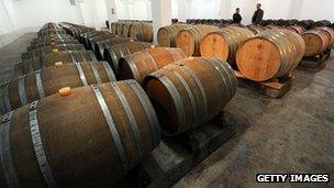 Wine barrels in Georgia