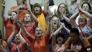 Abortion rights supporters in the public gallery during the vote on abortion restrictions in Texas