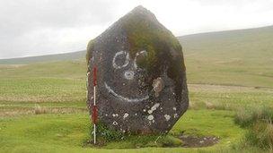 The Bronze Age standing stone with graffiti on it