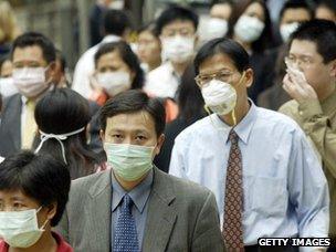 People in Hong Kong wear face masks to protect against SARS