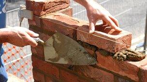 Bricklayer at work