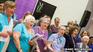 The Sacred Sounds Women’s Choir, performing at the Whitworth Gallery in Manchester