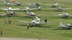 Alderney Fly-in: planes parked at the airport