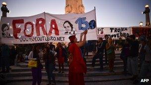 Protesters in Lisbon