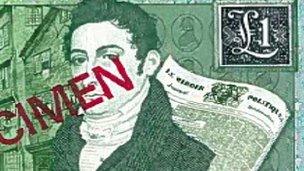 £1 note featuring Thomas De La Rue