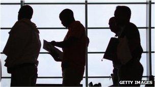 Queue of people at a jobs fair in Miami