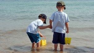 Children playing on beach