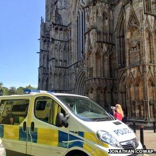 Police van outside York Minster