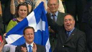 Alex Salmond waves Saltire