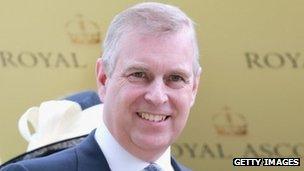 Prince Andrew presenting The Coronation Stakes Cup on day four of Royal Ascot on 21 June 2013