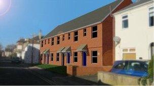 Drawing of new Lincoln City Council houses