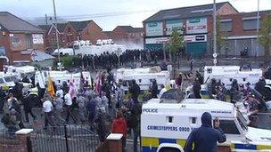 Footage of parade and protest in north Belfast last July