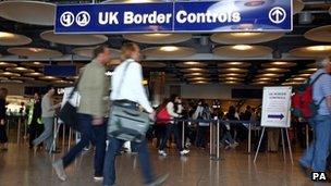 Border control at Heathrow airport