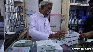 Shop sells iPhones in India