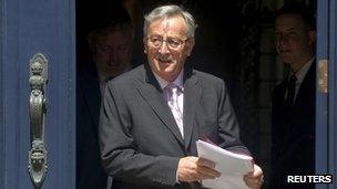 Luxembourg"s PM Jean-Claude Juncker leaves a meeting with Grand Duke Henri at the Grand Ducal Palace in Luxembourg on 11 July 2013