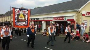 Orange Order chaplain Rev Mervyn Gibson at the Rasharkin parade