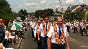 Orangemen taking part in the parade in Loughbrickland