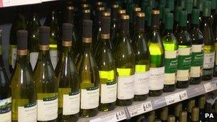 Wine in a supermarket