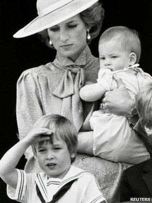 Princess Diana with Princes William and Harry