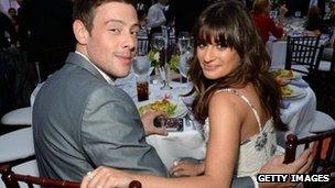 Actors Cory Monteith and Lea Michele at the Chrysalis Butterfly Ball in Los Angeles, US, 8 June 2013