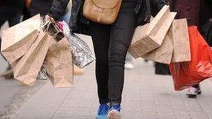 Shopper with bags