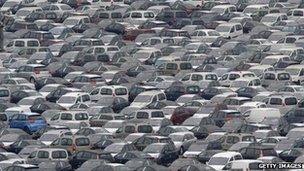 Hundreds of cars in a car park