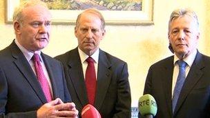 Martin McGuinness, Richard Haass and Peter Robinson.