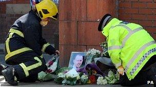 Police and fire officers lay tributes to Stephen Hunt