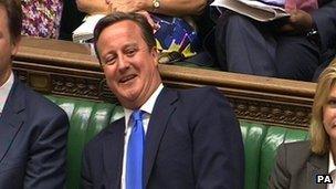 David Cameron smiles at prime minister's questions