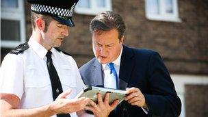 Prime Minister David Cameron visits community police in Hertfordshire