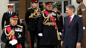 Sir David, left, Sir Nick, centre, and Defence Secretary Philip Hammond