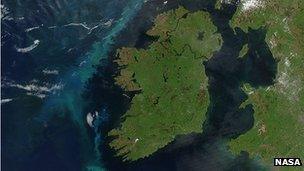 A plankton bloom west of Ireland in the Atlantic