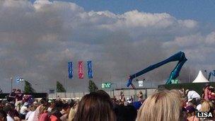 Smoke at Olympic Park from Leytonstone fire