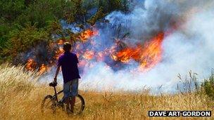 The early stages of the fire at Epping Forest