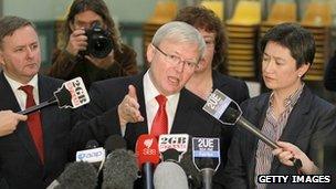 Australian PM Kevin Rudd, speaking in Canberra on 22 July