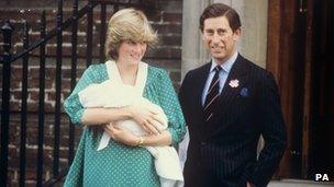 Charles and Diana with newborn Prince William