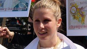 Caroline Criado-Perez protesting outside Bank of England